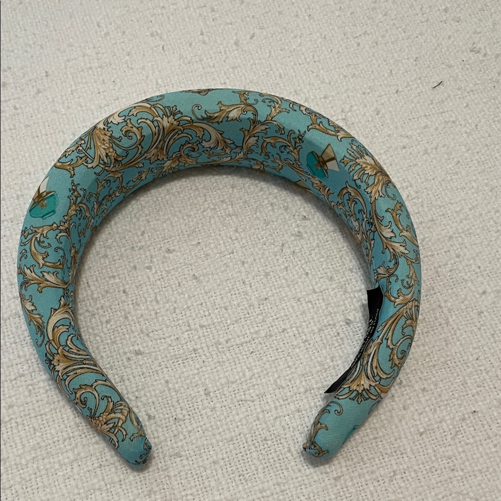 Versace Turquoise and Gold Baroque Headband..